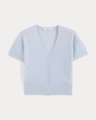 Lace Trim Cardigan in Fine Linen | Skywriting