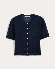 The Air Alpaca™ Short-Sleeve Cardigan | Navy
