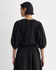 The Gauze Puff-Sleeve Top | Black