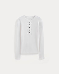 The Luxe Rib Henley | White