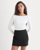 Luxe Rib Boatneck Top | White