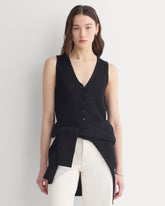Button-Front Tank in Tape Yarn | Black