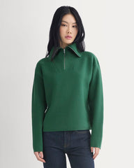 Double Knit Half-Zip in Cotton Merino | Hunter Green