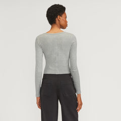 The Supima® Micro Rib Cropped Long-Sleeve Crew | Heathered Grey
