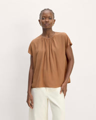 The Gathered Neck Top | Carob Brown