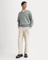 Relaxed V-Neck Sweater in Everyday Cotton | Heathered Lilypad