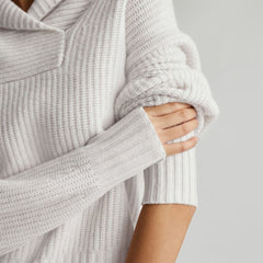 The Felted Merino Shawl Collar Sweater | Heathered Oat