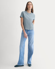 The Box-Cut Tee in Essential Cotton | Heathered Sea | No Pocket