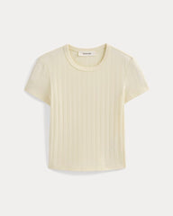 Cropped Crew in Pointelle | Lemon Icing