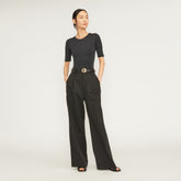 The Short-Sleeve Crew Neck Bodysuit | Black | Thong