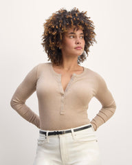 The Luxe Rib Henley | Heathered Tan