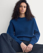 Cropped Ribbed Crew in Everyday Cotton | Estate Blue