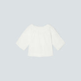 The Seersucker Gathered Tee | White