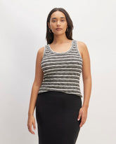 The Cozy Rib Tank | Bone / Black