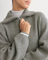 The Half-Zip Sweater in Luxe Merino | Heathered Grey