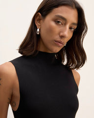 The Viscose Mock Neck Top | Black