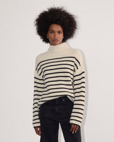 The Fisherman Turtleneck in Wool Cashmere | Bone / Black
