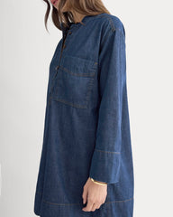 The Denim Popover Dress | Dark Indigo