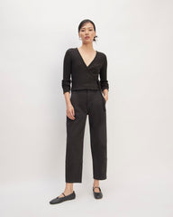 The Cozy Rib Wrap Top | Black