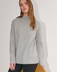 The Mockneck Sweater in Plush Cotton | Heathered Grey
