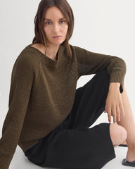 Wide-Neck Crew Sweater in Tape Yarn | Beech