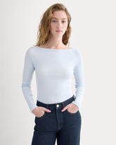 Luxe Rib Boatneck Top | Skywriting