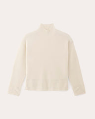 The Honeycomb Funnel Neck in Wool Cashmere | Bone