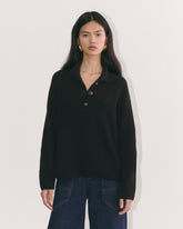 The Cocoon Henley in Wool Cashmere | Black