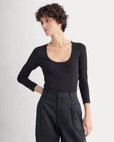 Luxe Rib Deep U-Neck Top | Black