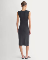 Knit Asymmetrical Midi Dress | Black