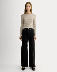 The Luxe Rib Long-Sleeve Crew | Bone / Deep Taupe