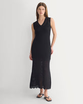 Lace Knit Maxi Sweater Dress | Black
