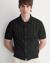 Textured Knit Resort Shirt | Black
