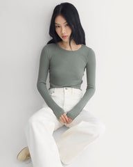 The Luxe Rib Long-Sleeve Crew | Agave Green