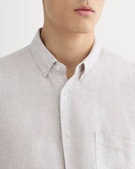 The Classic Short-Sleeve Shirt in Linen | Stone / White