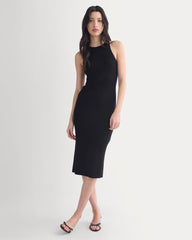 Cutaway Ribbed Midi Dress | Black