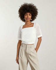 The Eyelet Puff Sleeve Top | White