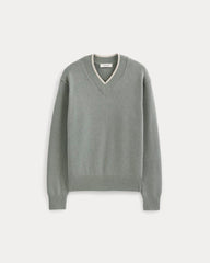 Relaxed V-Neck Sweater in Everyday Cotton | Heathered Lilypad