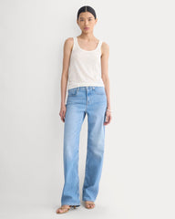 Lace-Trimmed Tank in Fine Linen | Bone