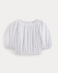 The Gauze Puff-Sleeve Top | White