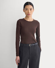 The Luxe Rib Long-Sleeve Crew | Coffee Bean