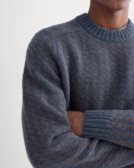 Wool Cashmere Nordic Crew | Heathered Indigo