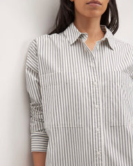 The Midi Cotton Shirt Dress | Bone/Navy