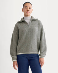 The Half-Zip Sweater in Luxe Merino | Heathered Grey