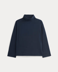 Slouchy Turtleneck In Essential Cotton | Deep Navy