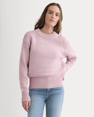 Oversized Cocoon Crew in Elevated Cotton | Burnished Lilac