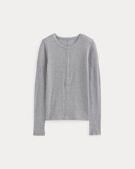The Luxe Rib Henley | Heathered Grey