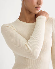 The Cropped Crew Top in Ultrafine Merino | Parchment