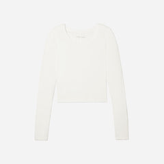 The Supima® Micro Rib Cropped Long-Sleeve Crew | White