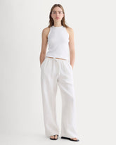 The Drawstring Pant in Linen | Natural Chambray